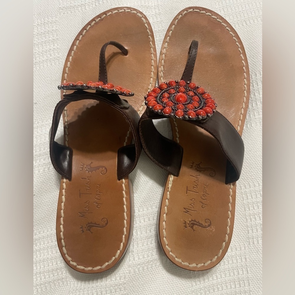 Miss Trish of Capri jeweled sandals made in Italy Size 6 - Picture 6 of 10